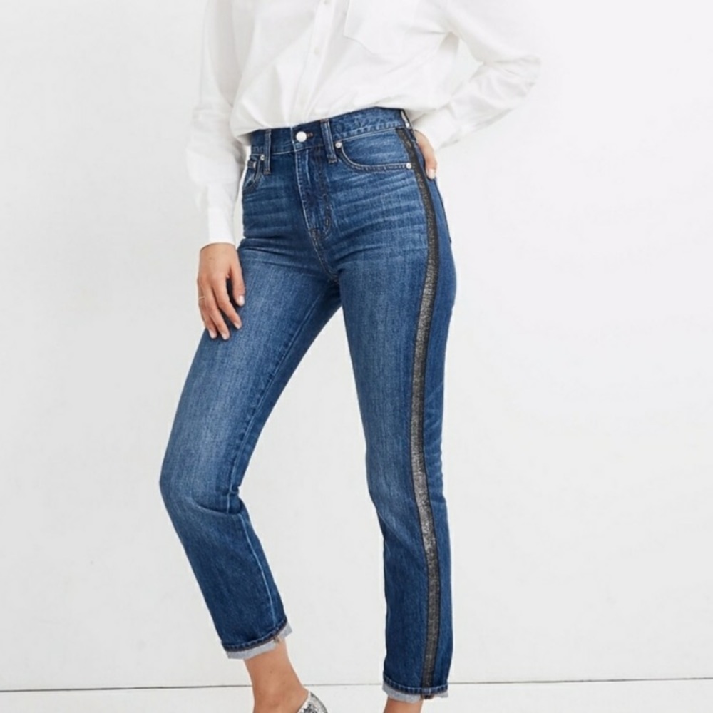 Madewell The Perfect Vintage Jean Metallic Tuxedo Stripe Edition Women's Size 24